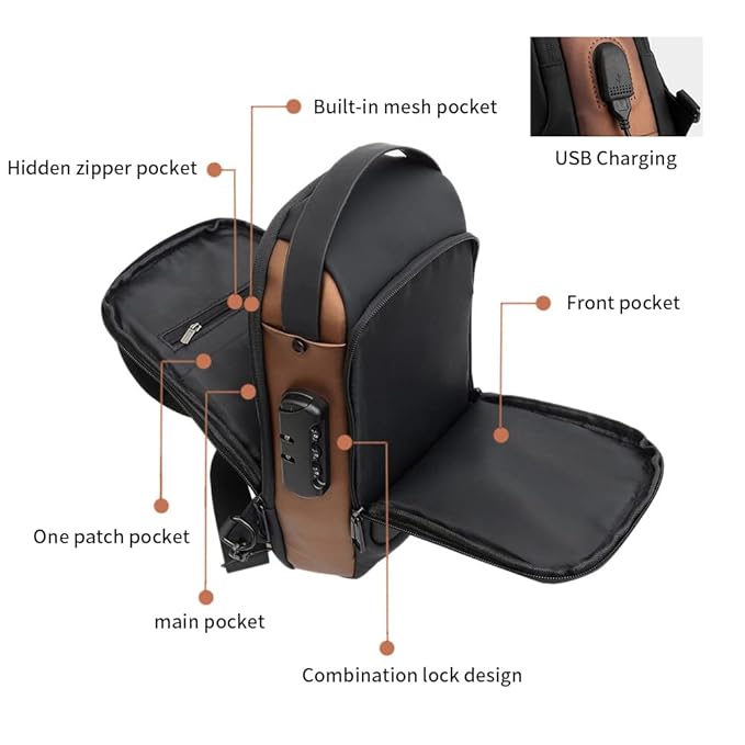 Fashionable Urban Sling Backpack – Anti-Theft, USB Charging