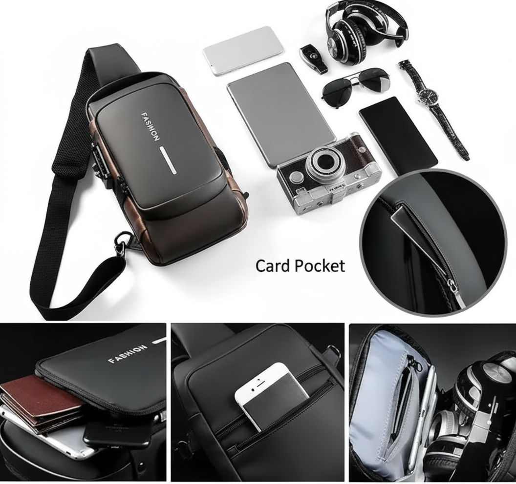 Fashionable Urban Sling Backpack – Anti-Theft, USB Charging