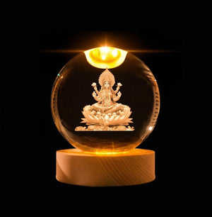 Divine Crystal Ball lamp Wooden Base – Perfect Spiritual Decor & Gift